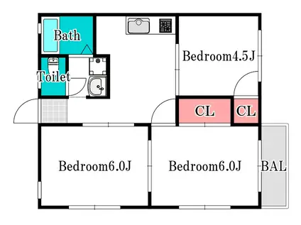 コーポプランザント(3DK/2階)の間取り写真