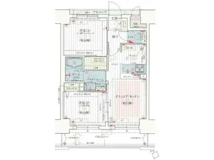 エステムコート難波ウエスト-SIDEIIベイフレックス(2DK/5階)の間取り写真