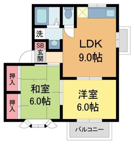 チェルシー(2LDK/1階)の間取り写真