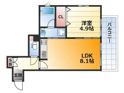 プロスペラーレ新大阪(1LDK/4階)の間取り写真