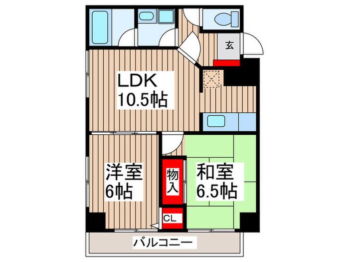 グランディール狭山(2LDK/1階)の間取り写真