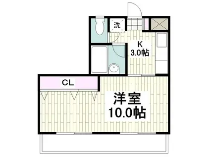コーポリヴァー片瀬(1K/1階)の間取り写真