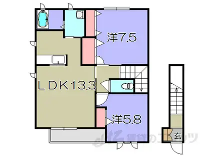 サンクレスト カキミ(2LDK/2階)の間取り写真