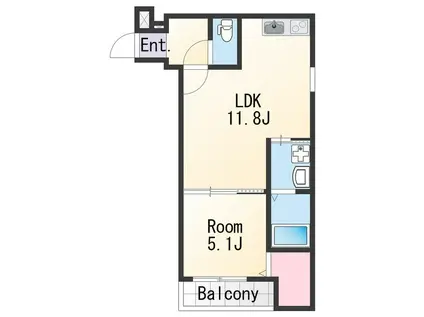 フジパレス北新金屋丁(1LDK/2階)の間取り写真