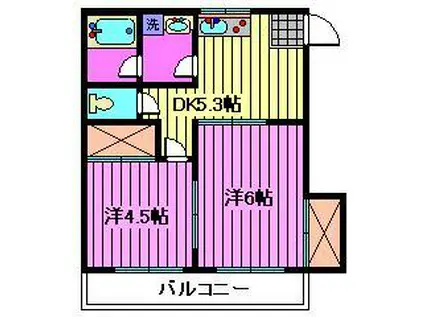 トミーハイツ(2DK/2階)の間取り写真