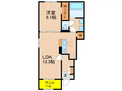 シュペールコートII(1LDK/1階)の間取り写真