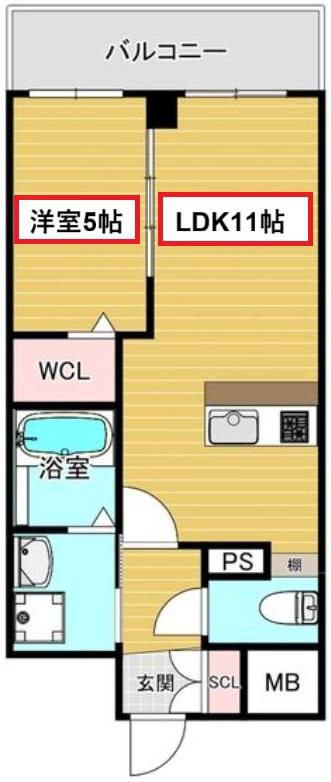 VITA荒本(1LDK/6階)の間取り写真