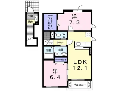 プレッソ クラII(2LDK/2階)の間取り写真