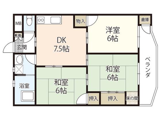 中川ビル(3DK/3階)の間取り写真