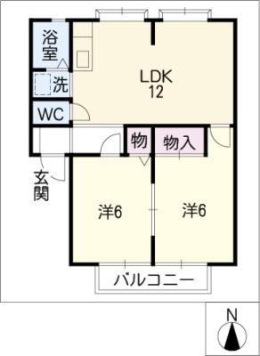 ドミール白沢 A(2LDK/1階)の間取り写真