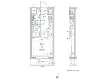 ベルシード横濱ウエストIV(1K/4階)の間取り写真