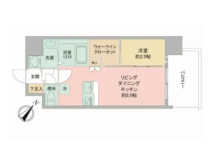 セレニテ神戸西エクラ(1LDK/2階)の間取り写真