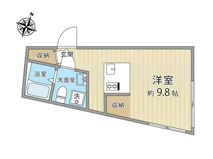 TRIAS138(ワンルーム/2階)の間取り写真