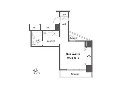 メゾン・ド・ヴィレ麻布台(1K/9階)の間取り写真