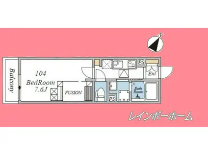 ウィンドテラス新柴又II(1K/1階)の間取り写真