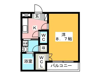 シュタットフルスI(1K/1階)の間取り写真