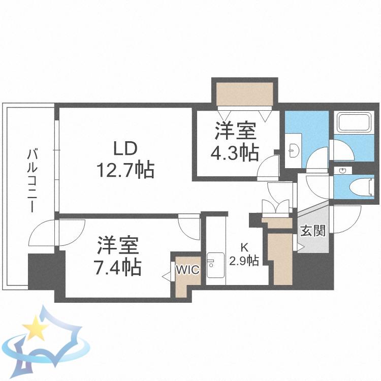 プレミスト札幌ターミナルタワー(2LDK/10階)の間取り写真