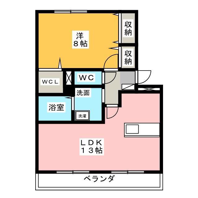 Rルミエール(1LDK/1階)の間取り写真