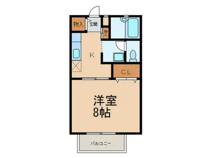 ベルエポック葛原C棟(1K/1階)の間取り写真