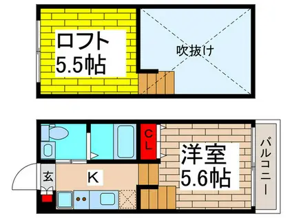 CHALET東中山(1K/2階)の間取り写真