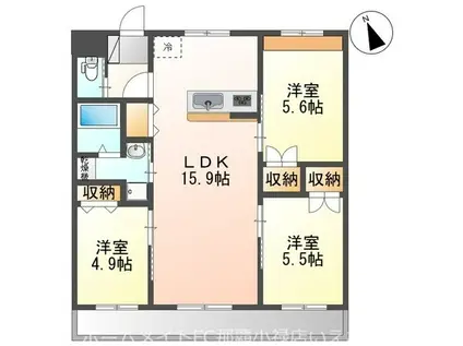 福木グランデ ヤブ(3LDK/2階)の間取り写真