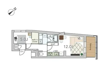 GRANDUO経堂17(1LDK/4階)の間取り写真