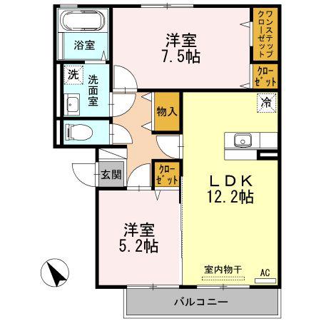 サンパティーク(2LDK/2階)の間取り写真