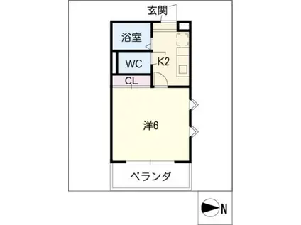 シャンボール瑞穂(1K/2階)の間取り写真
