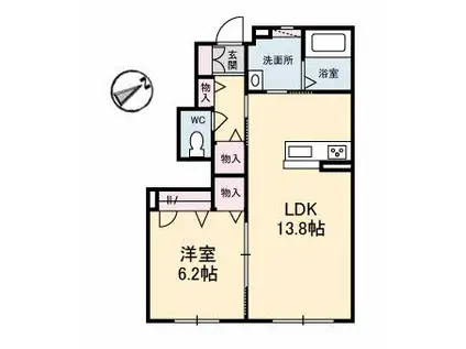 シャーメゾン長堀(1LDK/1階)の間取り写真