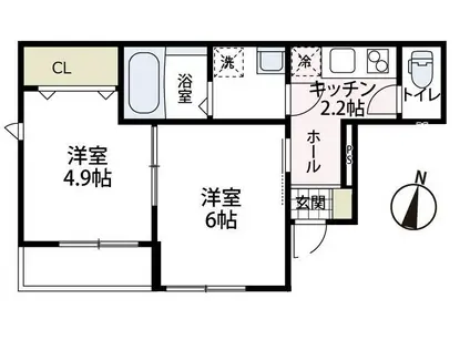 フィカーサ山手(2K/1階)の間取り写真