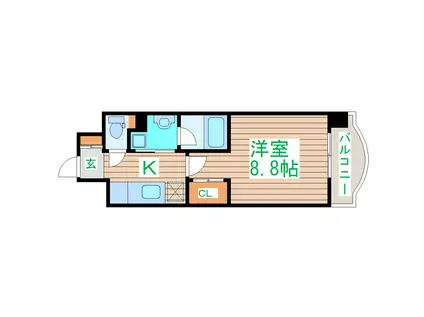 ウィッカムテラス(1K/2階)の間取り写真