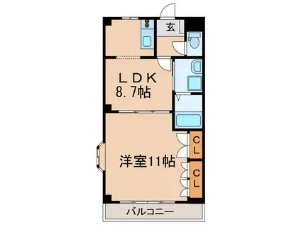 メゾン青樹II(1LDK/2階)の間取り写真