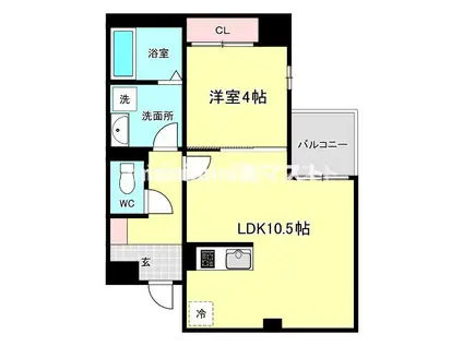 SFIDA帝塚山(1LDK/1階)の間取り写真