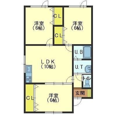 ニューカトレア朋(3LDK/1階)の間取り写真