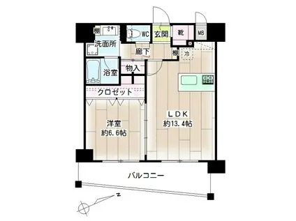 PEARLCOURT鶴見中央(1LDK/2階)の間取り写真