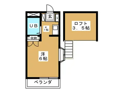 パレス金碧(ワンルーム/2階)の間取り写真