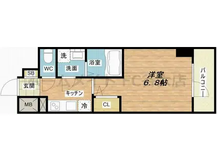 エスリード難波 THE FIRST(1K/12階)の間取り写真