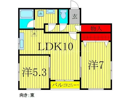 矢羽根ビル(2LDK/3階)の間取り写真