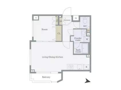 スカイコート蒲田イースト(1LDK/3階)の間取り写真