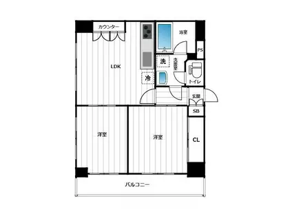 北馬込マンション(2LDK/4階)の間取り写真
