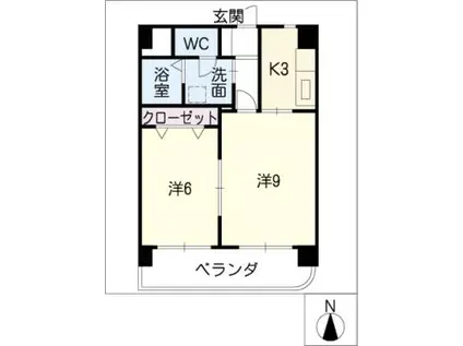 MUSSE DE山王(2K/4階)の間取り写真
