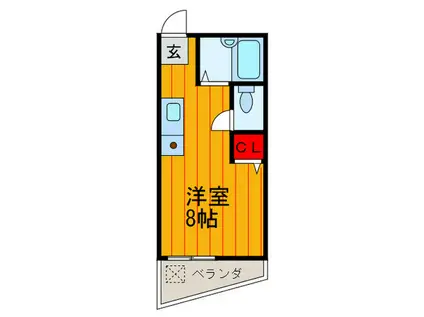 シャンティー甲斐田(ワンルーム/4階)の間取り写真