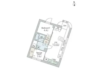 GRANDUO大森山王2(1SLDK/1階)の間取り写真