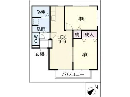 サジタリウス岩屋B棟(2LDK/1階)の間取り写真