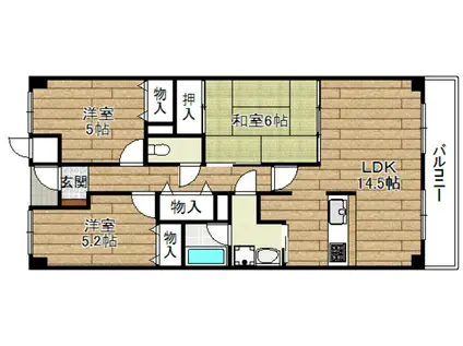 ライオンズマンション水無瀬壱番館(3LDK/9階)の間取り写真