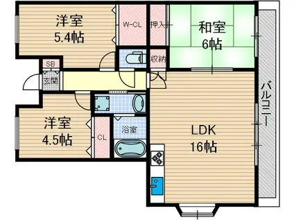 グリーンヒルパートⅢ(3LDK/1階)の間取り写真