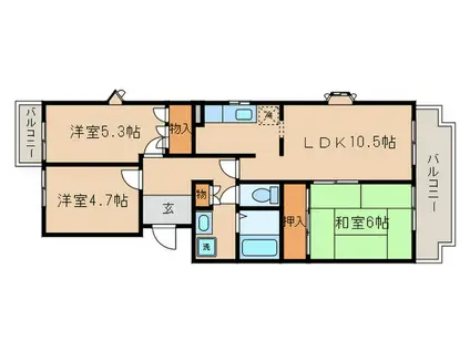 笠山清水マンション(3LDK/1階)の間取り写真