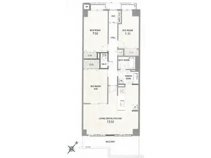 コスモ津田沼グレイスシティーA棟(3LDK/2階)の間取り写真