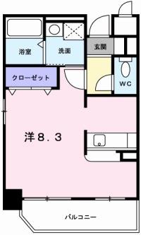 コンフォルト水笠(ワンルーム/4階)の間取り写真