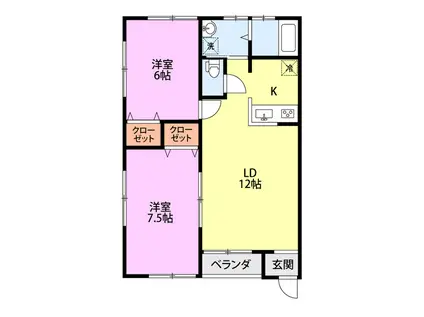 ジャン・ド・フルール(2LDK/1階)の間取り写真